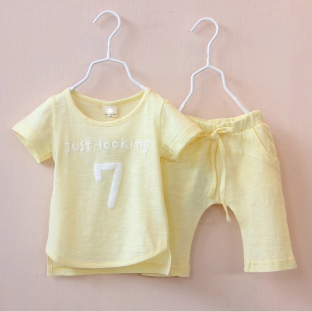 Girls Summer Clothing Set Outfit Yellow Pajama Set